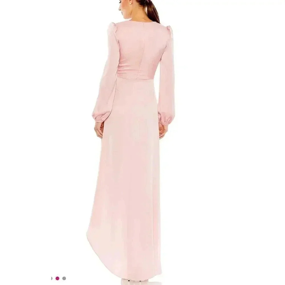 IEENA for Mac Duggal satin draped faux wrap evening gown light pink size 4 NWT - Picture 2 of 12